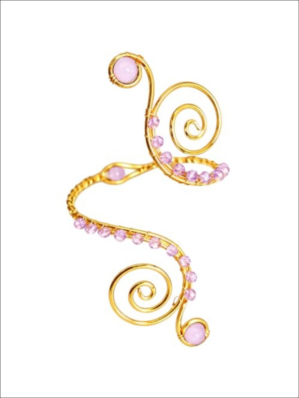 Handmade Wire Upper Arm Cuff Bracelet Boho Spiral Crystal Bead